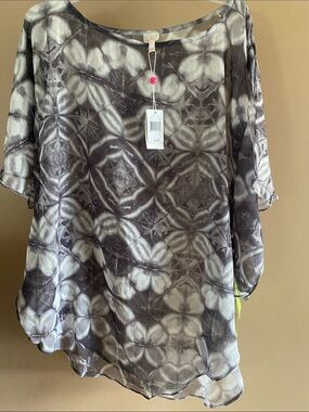 Echo Design Black and White Sheer Patterned Swim Cover-Up